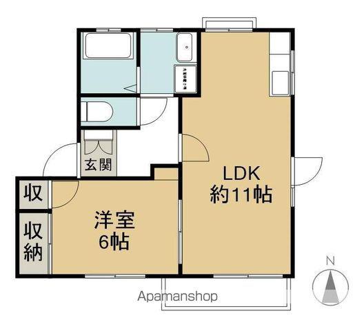 ラ・フォーレ長野A棟(1LDK/1階)の間取り写真