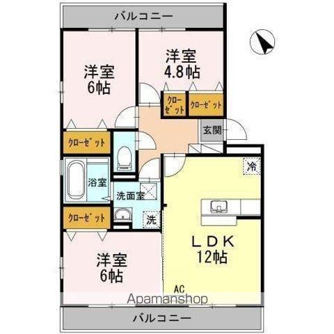 メゾン ドゥ ラ ペ(3LDK/2階)の間取り写真
