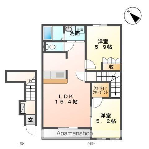 プランドールイースト(2LDK/2階)の間取り写真