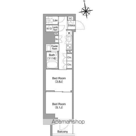 コンフォリア・リヴ北新宿(2K/2階)の間取り写真