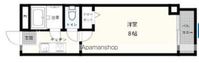 ツインテラス(1K/4階)の間取り写真