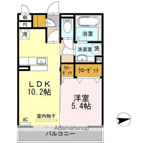 グランドソレイユ荒尾(1LDK/3階)の間取り写真