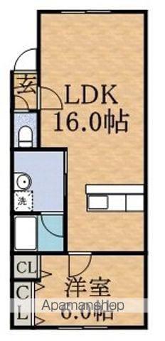 ハイツ栄信F(1LDK/2階)の間取り写真