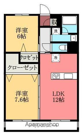 ナショナルガーデン小黒(2LDK/2階)の間取り写真