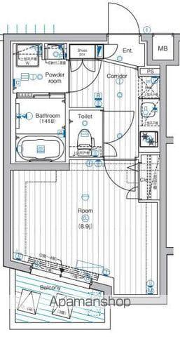 PREMIUM CUBE 中野(1K/1階)の間取り写真