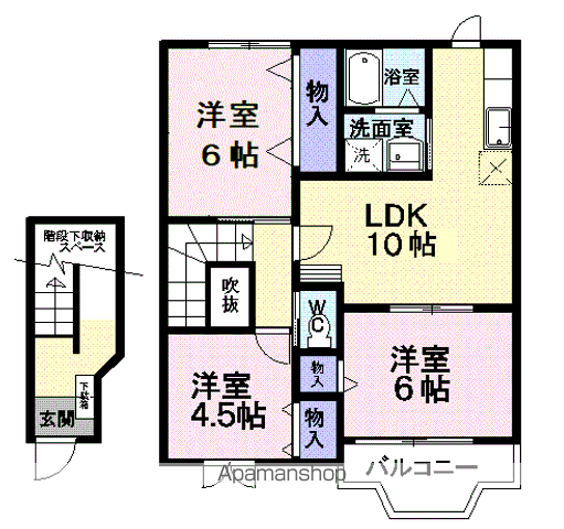 サンシャインヒルズC(3LDK/2階)の間取り写真