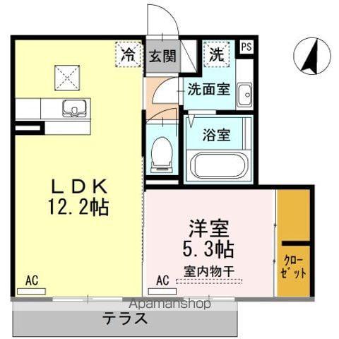 エスポワールかまた(1LDK/1階)の間取り写真
