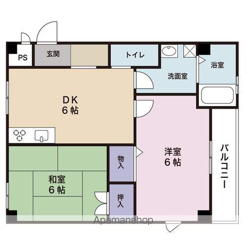 権内マンション2(2DK/2階)の間取り写真