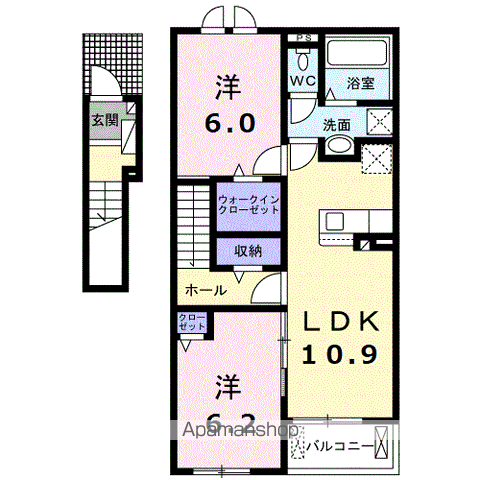 サンセール Ⅲ(2LDK/2階)の間取り写真