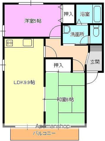 ざうるすマンション(2LDK/1階)の間取り写真