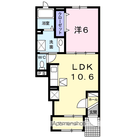 サンリット フレスクーラ(1LDK/1階)の間取り写真