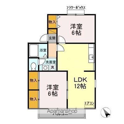 メゾンフォレストB(2LDK/1階)の間取り写真