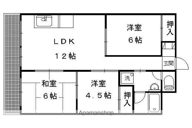 ウィステリア白川(3LDK/4階)の間取り写真