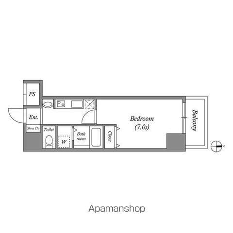 レジデンス名古屋千代田(1K/7階)の間取り写真
