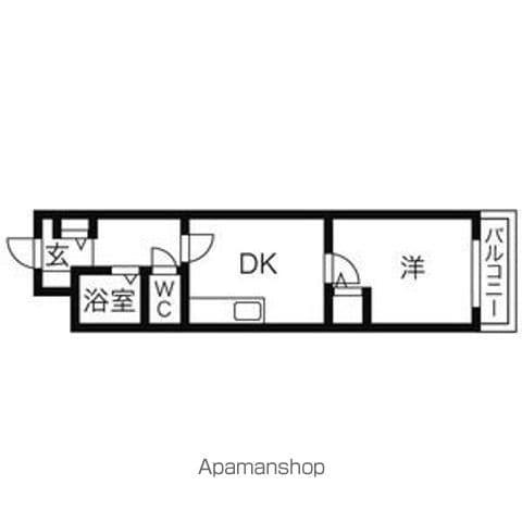 ヒルズ辨天(1DK/3階)の間取り写真