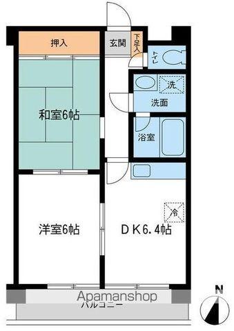 日宝コートヒルズ洋光台Ⅱ(2DK/2階)の間取り写真