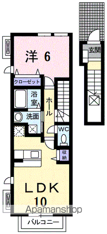 ジュテ・桃源館(1LDK/2階)の間取り写真