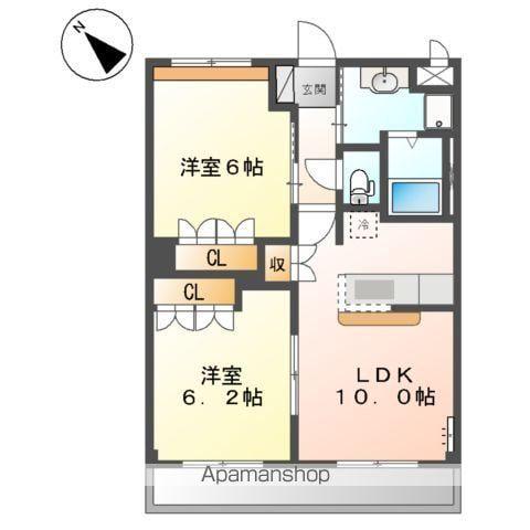 フリーデン(2LDK/2階)の間取り写真