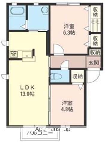 スイートA(1LDK/2階)の間取り写真