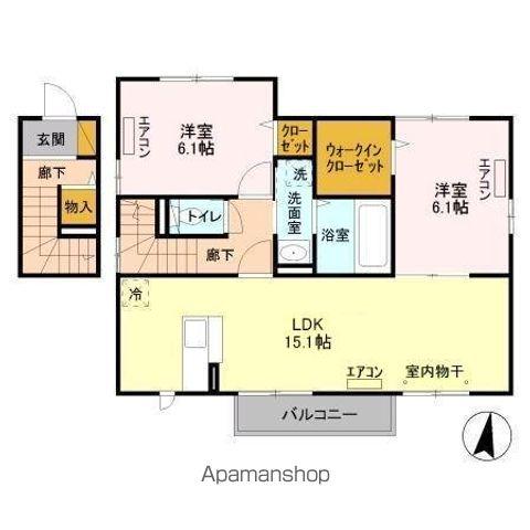 ワンリーフ A(2LDK/2階)の間取り写真