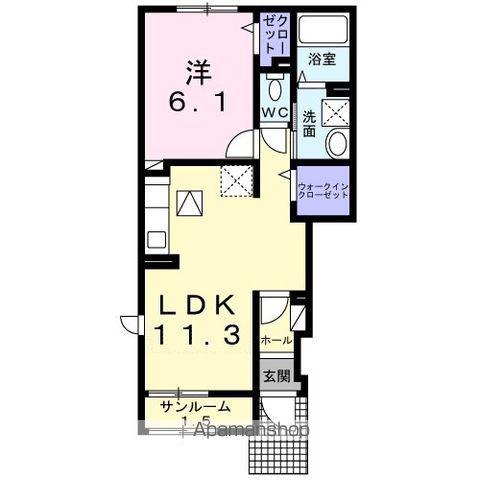 フォリアⅡ(1LDK/1階)の間取り写真