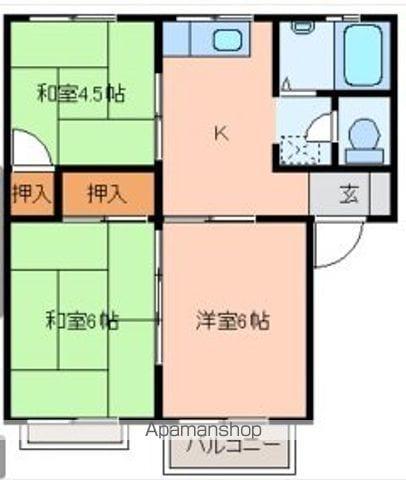 エクセレント中柵第2(3DK/2階)の間取り写真