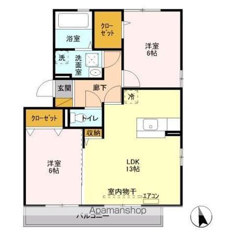 グランディールやまと(2LDK/1階)の間取り写真