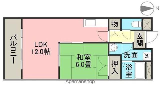 グランドヒルズ当知5番館(1LDK/2階)の間取り写真
