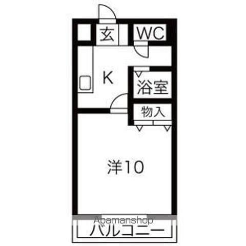 マンションK2A棟(1K/3階)の間取り写真