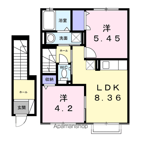 ラフィシアA(2DK/2階)の間取り写真