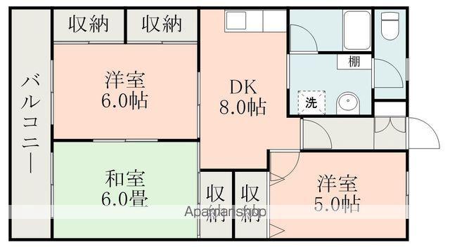WING COURT B(3DK/2階)の間取り写真