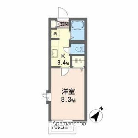 タートルヒルズB(1K/2階)の間取り写真