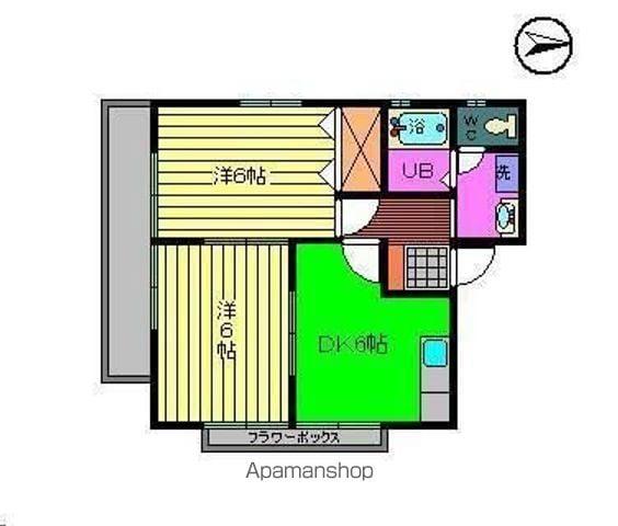 宝来ハイツⅡ(2DK/2階)の間取り写真