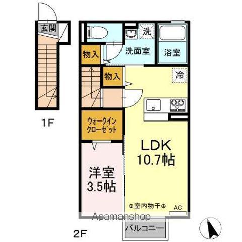 ウィル 七ツ池(1LDK/2階)の間取り写真