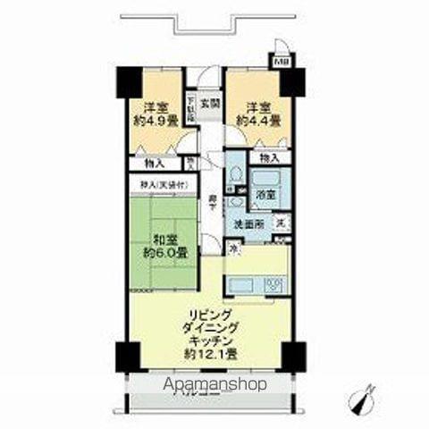 サーパス三津壱番館(3LDK/12階)の間取り写真