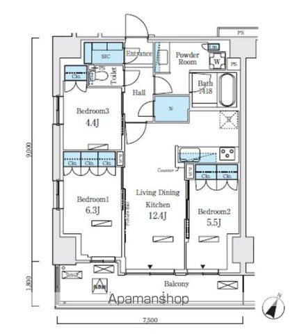 ロイヤルパークス赤羽ノース(3LDK/5階)の間取り写真