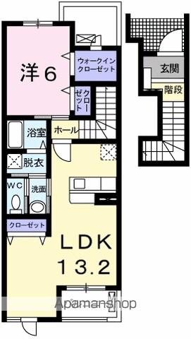 ピーチテラス(1LDK/2階)の間取り写真