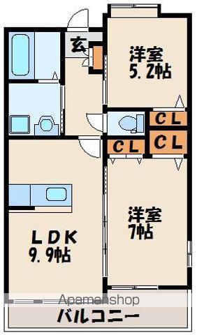 SK-22(2LDK/7階)の間取り写真