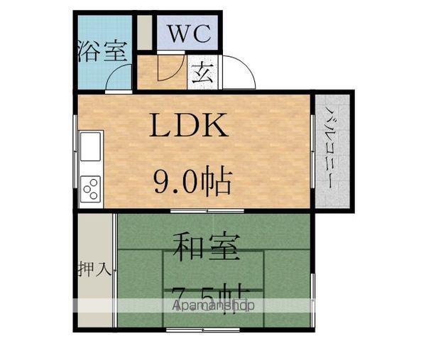 クレセントハウスA棟(1LDK/2階)の間取り写真