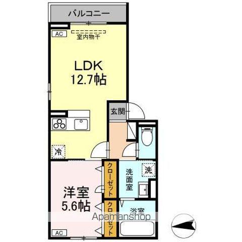 ソレイユ咲田B(1LDK/2階)の間取り写真