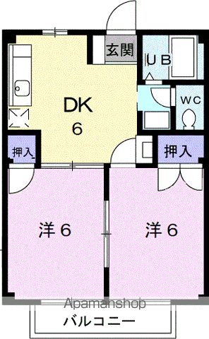 コーポ福(2DK/2階)の間取り写真