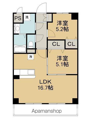 WINDOM亀川駅前(2LDK/1階)の間取り写真