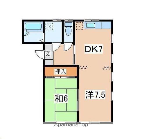 アヴィタシオン津志田B(2DK/1階)の間取り写真