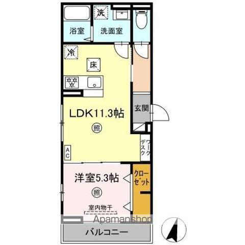 PREMILIFE碩田町(1LDK/1階)の間取り写真