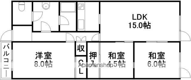 丸二ビル(2LDK/3階)の間取り写真