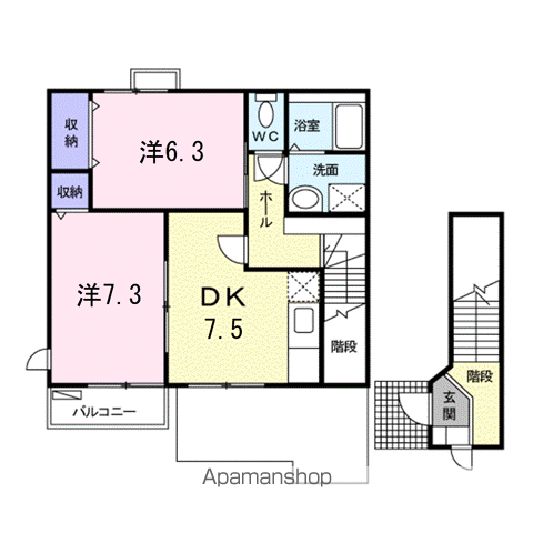 ラ・ボニータ(2DK/2階)の間取り写真