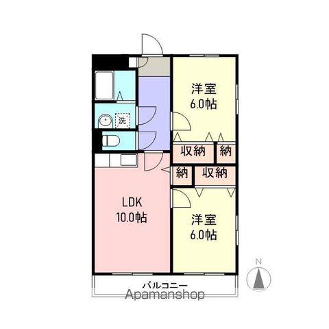 シティーリバー(2LDK/1階)の間取り写真