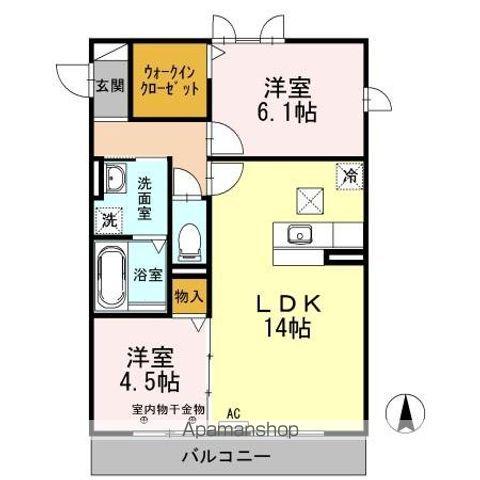 プレミールII(2LDK/1階)の間取り写真