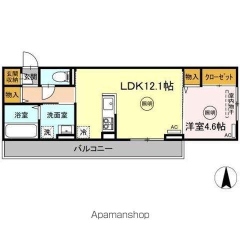 カルテット B棟(1LDK/3階)の間取り写真