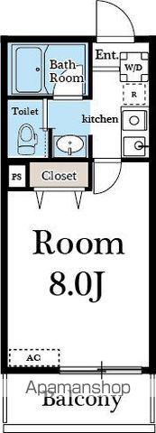 オリエンタルコート高根台(1K/1階)の間取り写真